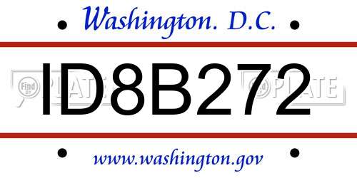 ID8B272 District Of Columbia License Plate