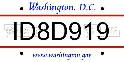 ID8D919 District Of Columbia License Plate