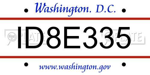 ID8E335 District Of Columbia License Plate