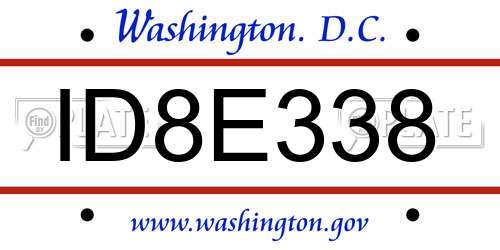 ID8E338 District Of Columbia License Plate