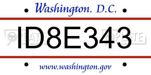 ID8E343 District Of Columbia License Plate