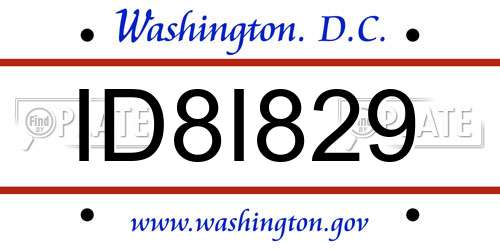 ID8I829 District Of Columbia License Plate