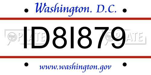 ID8I879 District Of Columbia License Plate