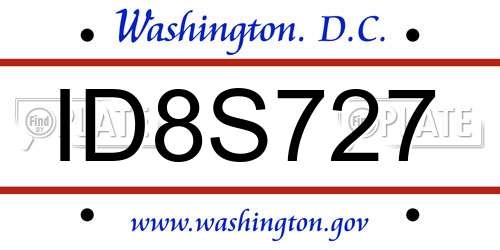 ID8S727 District Of Columbia License Plate