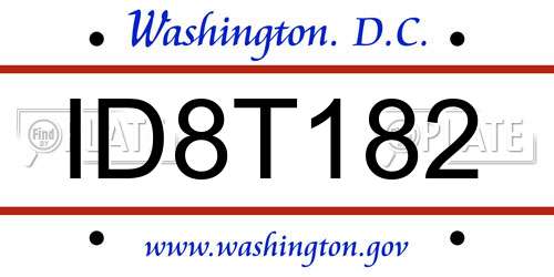 ID8T182 District Of Columbia License Plate