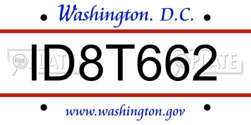 ID8T662 District Of Columbia License Plate