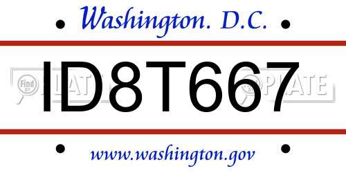 ID8T667 District Of Columbia License Plate