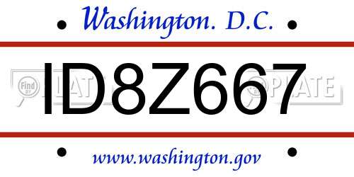 ID8Z667 District Of Columbia License Plate