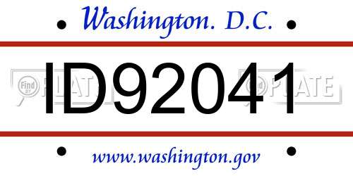 ID92041 District Of Columbia License Plate