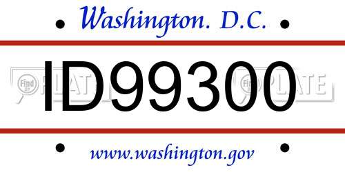 ID99300 District Of Columbia License Plate