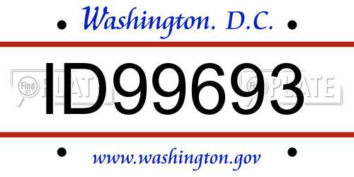 ID99693 District Of Columbia License Plate