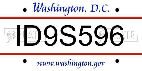ID9S596 District Of Columbia License Plate