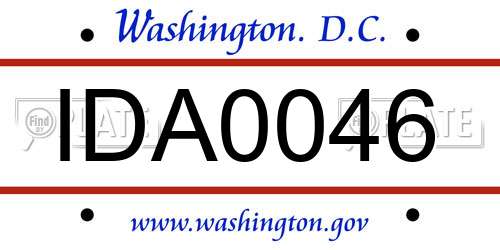 IDA0046 District Of Columbia License Plate