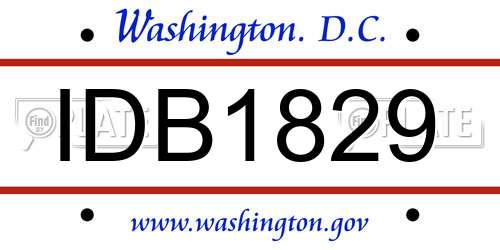 IDB1829 District Of Columbia License Plate
