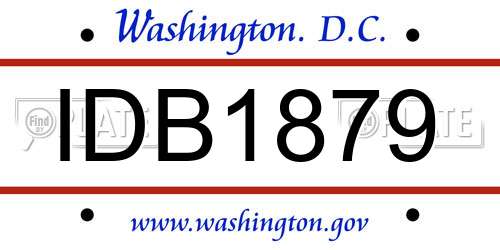 IDB1879 District Of Columbia License Plate