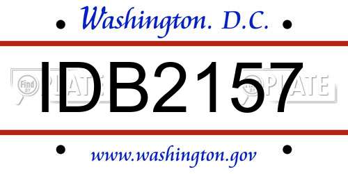 IDB2157 District Of Columbia License Plate