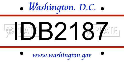 IDB2187 District Of Columbia License Plate