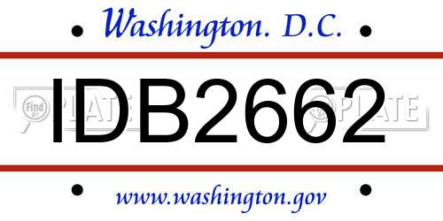 IDB2662 District Of Columbia License Plate