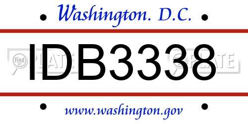 IDB3338 District Of Columbia License Plate