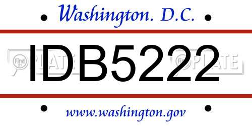 IDB5222 District Of Columbia License Plate