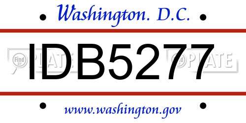 IDB5277 District Of Columbia License Plate