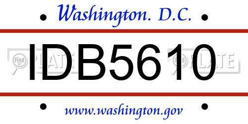 IDB5610 District Of Columbia License Plate