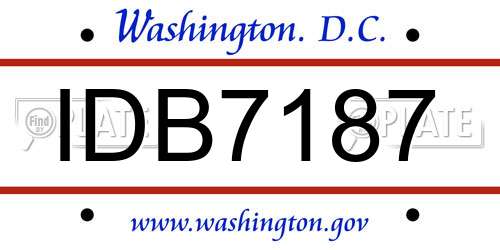 IDB7187 District Of Columbia License Plate