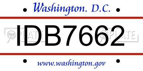 IDB7662 District Of Columbia License Plate