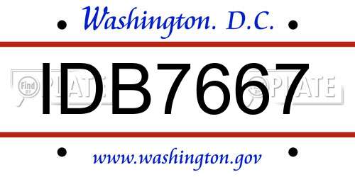 IDB7667 District Of Columbia License Plate