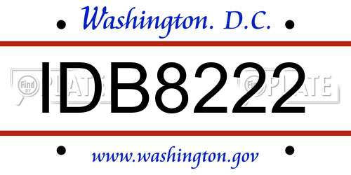 IDB8222 District Of Columbia License Plate