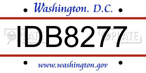 IDB8277 District Of Columbia License Plate