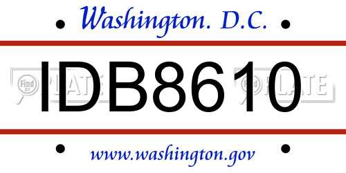 IDB8610 District Of Columbia License Plate