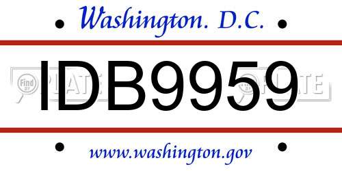 IDB9959 District Of Columbia License Plate