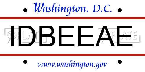 IDBEEAE District Of Columbia License Plate