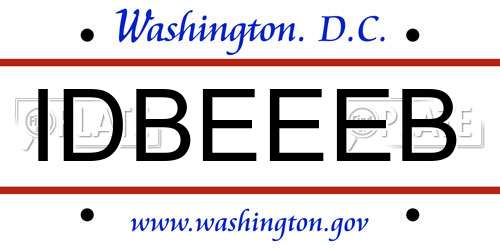 IDBEEEB District Of Columbia License Plate
