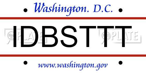 IDBSTTT District Of Columbia License Plate