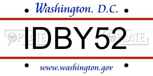 IDBY52 District Of Columbia License Plate