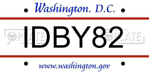 IDBY82 District Of Columbia License Plate