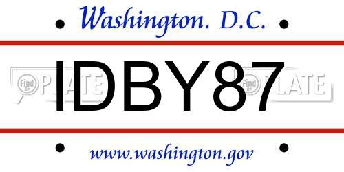 IDBY87 District Of Columbia License Plate