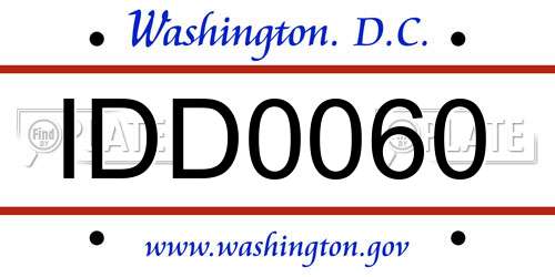 IDD0060 District Of Columbia License Plate