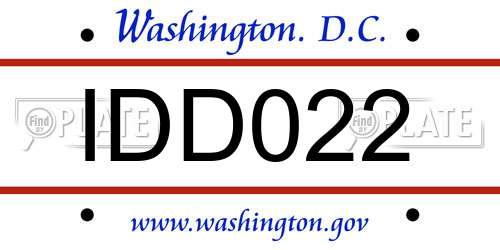 IDD022 District Of Columbia License Plate
