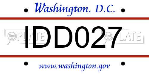 IDD027 District Of Columbia License Plate