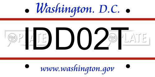 IDD02T District Of Columbia License Plate
