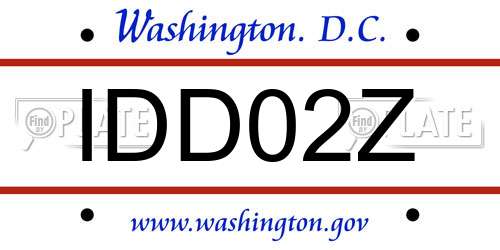 IDD02Z District Of Columbia License Plate