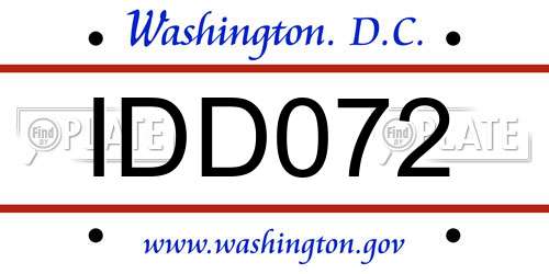 IDD072 District Of Columbia License Plate