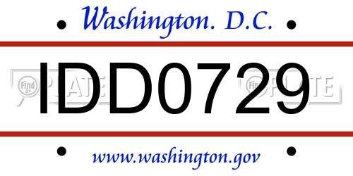 IDD0729 District Of Columbia License Plate