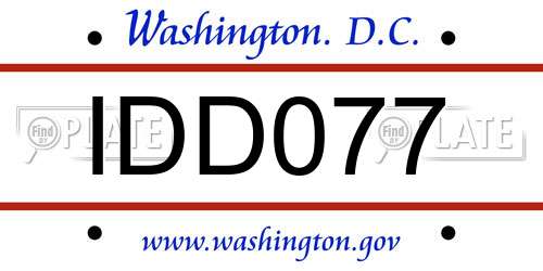 IDD077 District Of Columbia License Plate