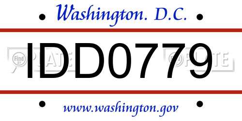 IDD0779 District Of Columbia License Plate