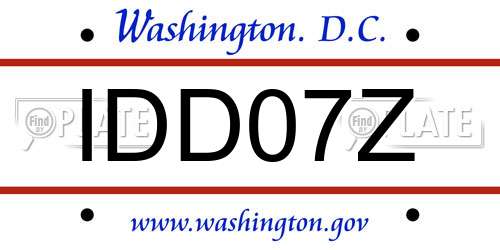 IDD07Z District Of Columbia License Plate