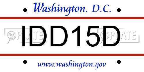IDD15D District Of Columbia License Plate